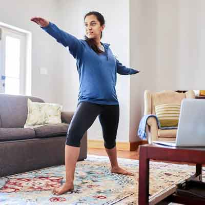 Woman standing in a yoga pose