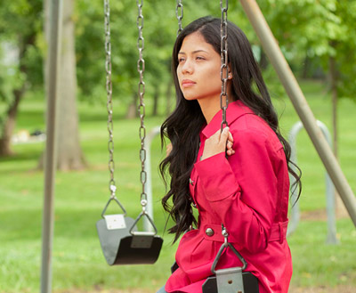 A woman on a swing