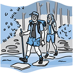 Illustration of couple hiking