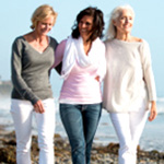 Women walking on beach